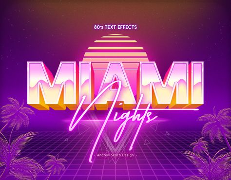 Miami Vice Invitations, Retro Concept Art, 80s Quotes Aesthetic, 80s Aesthetic Design, 80s Retro Design, Future Retro Aesthetic, Retro Miami Aesthetic, Synthwave Typography, Miami Synthwave