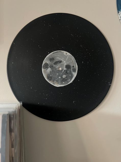 Made to order hand painted moon vinyl record. No vinyl painting is exactly alike, each record is one of a kind! Painting A Record, Painting On Vinyl Records, Paint Records, Record Painting Ideas Easy, Painted Records Vinyl, Vinyl Record Painting Ideas, Painted Cds, Record Painting Ideas, Thermal Paint