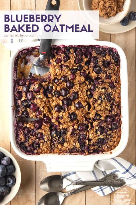 Break out of your breakfast rut with Blueberry Baked Oatmeal. It's nutritious, delicious, and guaranteed to start your day on the right foot. Made with just a handful of pantry staple ingredients and bursting with blueberry flavor, this easy oatmeal will quickly make a regular appearance on your breakfast table. Breakfast Baked Oatmeal, Baked Oatmeal With Blueberries, Baked Blueberry Oatmeal, Oatmeal With Blueberries, Blueberry Baked Oatmeal, Blueberry Oatmeal Bake, Tips For Meal Prepping, Feel Good Foodie, Oatmeal Bake