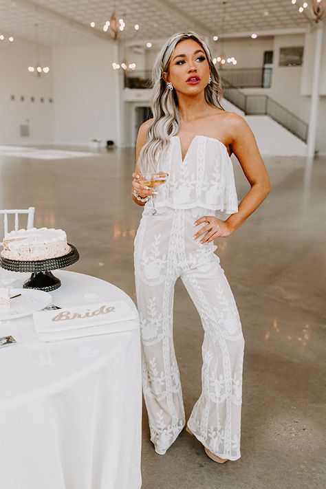 Bridal jumpsuit with train