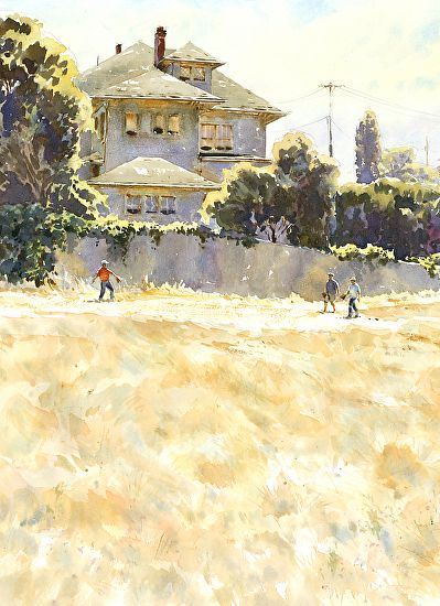 Mike Kowalski - The Boys of Broadway Hill- Watercolor - Painting entry - July 2015 | BoldBrush Painting Competition Mike Kowalski, Golf Painting, Watercolor Barns, Plein Air Watercolor, Tempera Painting, Arts Stream, Painting Competition, Watercolor Landscape Paintings, Artist Websites