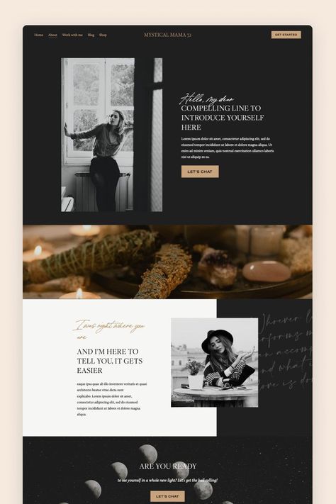 Dark Moody Design, Dark Website Theme, Dark Luxury Website Design, Moody Website Design Inspiration, Masculine Website Design Inspiration, Mystic Website Design, Moody Web Design, Dark And Moody Website Design, Goth Website Design