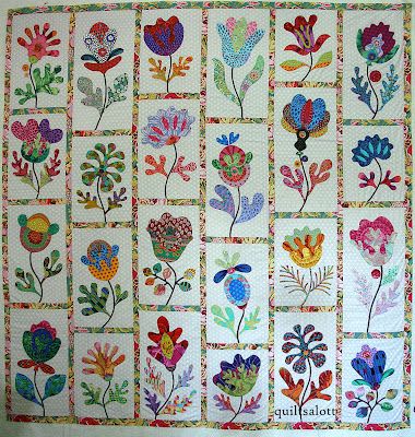 Glorious Applique: Kim McLean Flower Garden Flower Garden Quilt, Kaffe Fassett Quilts, Applique Quilt Patterns, Flower Quilts, Flower Quilt, Applique Quilting, Garden Quilt, Machine Applique, Hand Applique