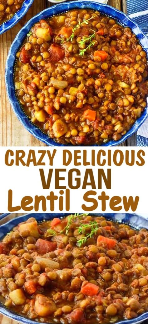 Veggie Lentil Stew, Lentil Stew With Potatoes, Whole Food Lentil Recipes, Lentil Bean Recipes Dinners, Celery Vegan Recipes, Easy Foods To Make For Large Crowds, Vegan Soup Lentil, Vegan Dinner Lentils, Lentils With Carrots And Celery