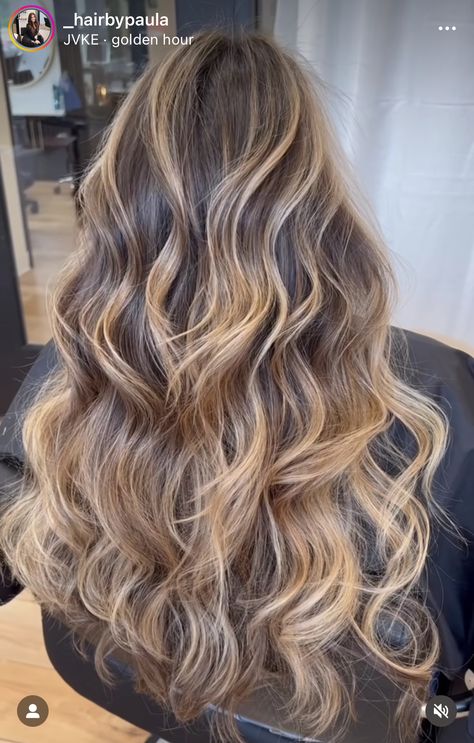 Long Wavy Hair Highlights, Partial Highlights Long Hair, Golden Balayage On Brown Hair, Half Head Foils Brunette To Blonde, Full Head Of Highlights On Dark Hair, Blonde Foils On Brown Hair, Full Head Blonde Foils On Dark Hair, Half Head Foils Blonde On Brown Hair, Contouring Hair Brunette