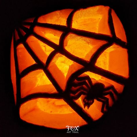 This Scary Spider Pumpkin Carving Template has been tested and designed by artist Brianna Fox. Get ready for the Spooky Halloween season with these quirky, fun scenes to enhance the ghostly ambience. Pumpkin Carving Spider Web, Spider Pumpkin Carving Ideas, Spider Web Pumpkin Carving, Pumpkin Carving Spider, Spider Pumpkin Carving, Pumpkin Carving Template, Pumpkin Carving Pattern, Printable Stencil, Scary Spider