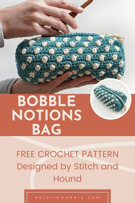 This crochet pouch with a zipper has stylish bobble stitches covering it, which give it a modern flair. You can use this colorful tapestry crochet pouch as a makeup bag, a notions pouch, or a crochet bag to hold other necessities! It makes a great beginner friendly tapestry crochet pattern. #Freecrochetpattern #crochetpattern #crochetbag Crocheted Makeup Bag, Chic Crochet Bag With Removable Pouch, Crochet Makeup Bag Pattern Free Zipper Pouch, Eco-friendly Crochet Pouch Bag For Everyday Use, Crochet Personal Pouch Pattern, Tapestry Crochet Zipper Pouch, Crochet Beach Bags, Notions Bag, Free Crochet Bag