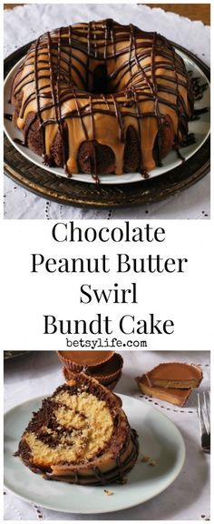 Chocolate Peanut Butter Bundt Cake, Peanut Butter Bundt Cake, Butter Bundt Cake, Swirl Bundt Cake, Butter Ganache, Bundt Pan Recipes, Bundt Cake Recipes, Easy Bundt Cake Recipes, Bundt Recipes