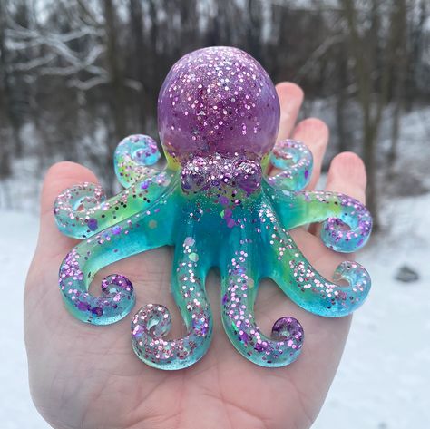 Resin glitter octopus This item is handmade so imperfections may occur, adding extra character Resin Octopus, Octopus Underwater, Ocean Floor, Resin Glitter, Epoxy Resin Crafts, Diy Mothers Day Gifts, Resin Projects, Sea Creature, Animal Photos