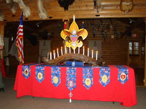 My son's Eagle Court of Honor.  Our troop didn't have anything for props so my husband and I made everything on the table for both our sons ECOH's Eagle Court Of Honor Decorations, Court Of Honor Decorations, Eagle Decorations, Court Of Honor Ideas, Eagle Scout Project Ideas, Eagle Court Of Honor, Eagle Scout Cake, Eagle Ceremony, Eagle Scout Court Of Honor