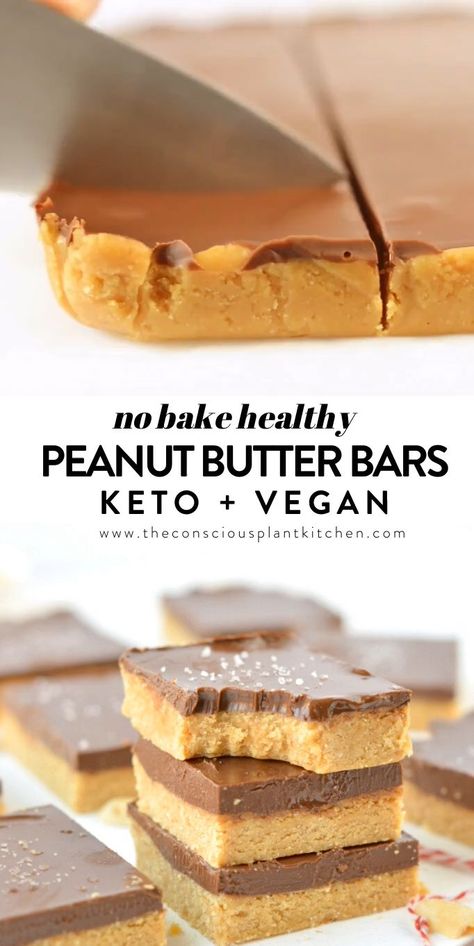 Peanut Butter Bars Healthy, No Bake Healthy, Deserturi Raw Vegan, Kuih Lapis, Bars Dessert, Bake Healthy, Fruit Syrup, Butter Bars, Monk Fruit