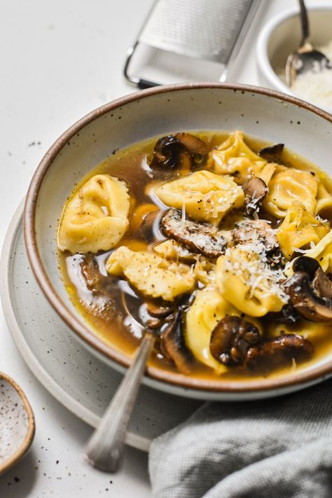 Tortellini In Brodo With Mushrooms - UncomplicatedChef Best Winter Soups, How To Make Tortellini, Tortellini In Brodo, Roasted Grapes, Copycat Panera, Chicken Tortellini Soup, Winter Soup Recipe, Osso Bucco, Chicken Tortellini