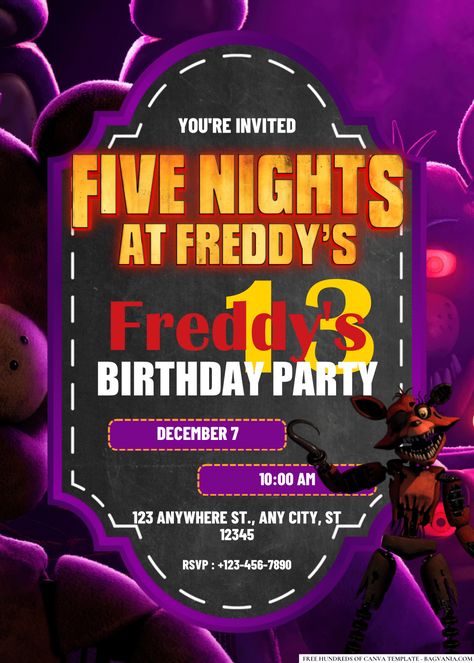 Cool (Easily Edit PDF Invitation) Five Nights at Freddy’s Birthday Invitation #free #freeinvitation2019 #birthday #disney #invitations #invitationtemplates Five Nights At Freddy's Birthday, Elegant Invitation Design, Free Printable Invitations Templates, Secret Passages, Free Printable Invitations, Disney Invitations, Birthday Disney, Free Birthday, Printable Birthday Invitations