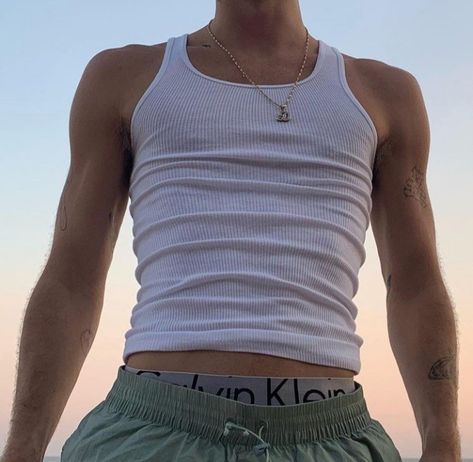 Men In Crop Tops Aesthetic, Men Tank Top Outfit, Aesthetic Male Outfits, Crop Top Aesthetic, Mens Crop Top, Tank Top Outfits, Movies Outfit, Fashion Mood Board, Insta Photo Ideas