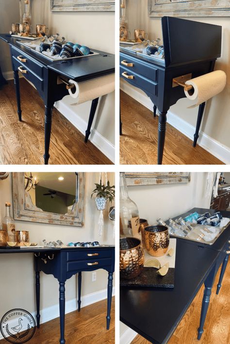 Repurposed Sewing Table, Repurpose Old Sewing Machine Table Ideas, Antique Sewing Table Repurposed, Sewing Table Flip, Upcycle Sewing Machine Cabinet, Repurpose Sewing Machine Table, Antique Sewing Machine Table Repurposed, Desk Repurpose Ideas, Vintage Sewing Machine Repurposed