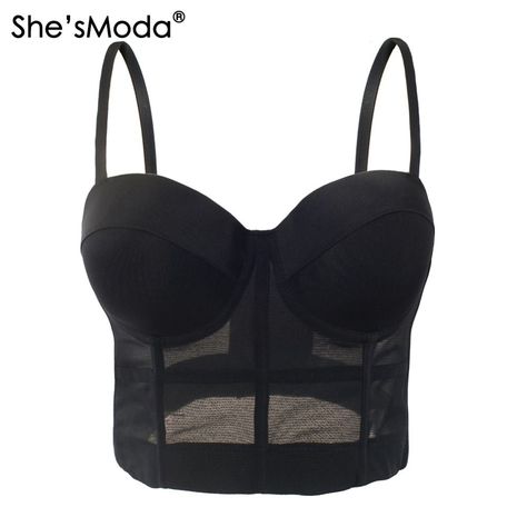 Aliexpress.com : Buy Fashion Mesh Push Up Bralet Women's Corset Bustier Bra Night Club Party Cropped Top Vest Plus Size from Reliable vest outerwear suppliers on She'sModa Official Store Party Crop Tops, Top Lingerie, Lingerie Plus Size, Corset Bustier, Women Corset, Club Parties, Club Party, White Rhinestone, Black Chain