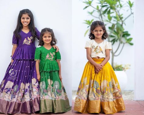 Kids Dress Indian Girl Dress, Lehenga for Kids Girls, Lehenga Choli, Ready to wear Lengha Choli, Ethnic Dress Long Blouse baby Dress New Trending Zari Weaving-Work Printed & Beautifully Designer Embroidered  Stitched Lahenga-Blouse Choli For Festive/ Marriage Pongal Season             (All Size Customisation Available According to Chart) ◾ Blouse Beautifully Stitched with Embroidered work in Banglori Satin Fabric and Designer Pattern Work Blouse ◾ Lahenga Soft Printed Work on  Zari Silk with Bea Lehenga For Girls 11-12, Kids Blouse Designs Indian, Lehenga Blouse Designs For Kids, Kids Lehenga Blouse Designs, Kids Lehanga Design, Kids Lehenga Designs, Kids Dress Indian, Lehenga For Kids, Pattu Pavada