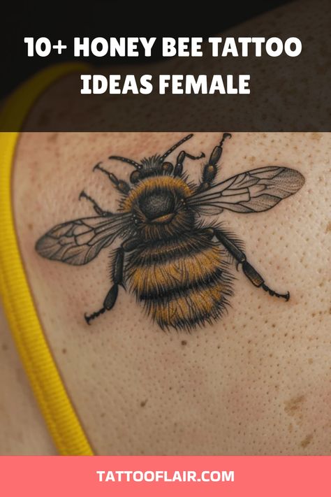 Honey Bee Tattoos, Honey Bee Tattoo Ideas, Honeybee Tattoo, Bee Tattoo Ideas, Cow Skull Tattoos, Bee Tattoos, Honey Bee Tattoo, Bumble Bee Tattoo, Floral Tattoo Shoulder