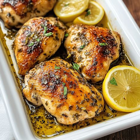 Lemon Herb Chicken Thighs, Lemon Chicken Thigh Recipe, Lemon Chicken Thighs, Chicken Thigh Recipe, Marinated Chicken Thighs, Lemon Herb Chicken, Greek Lemon Chicken, Lemon Chicken Recipe, Lemon Herb