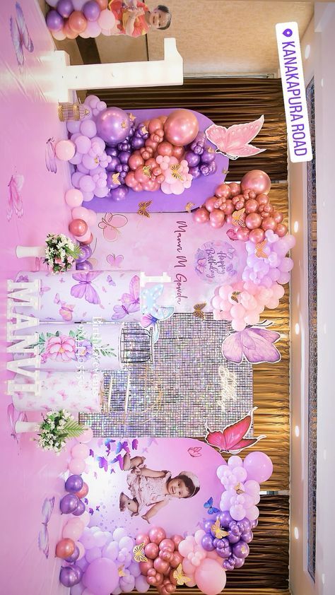 Butterfly Themed Birthday Party Backdrop, Butterfly Birthday Backdrop, Balloon Decorations Ideas, Butterfly Theme Cake, Birthday Party Paper Decorations, Fairy Birthday Themes, Ballon Decoration, Balloon Birthday Themes, Butterfly Themed Birthday Party