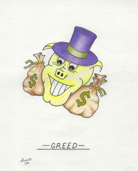 Greed Sin, Drawing Surreal, 7 Deadly Sins, Deadly Sins, Seven Deadly Sins, Art Drawing, Surrealism, Sketch Book, Doodles