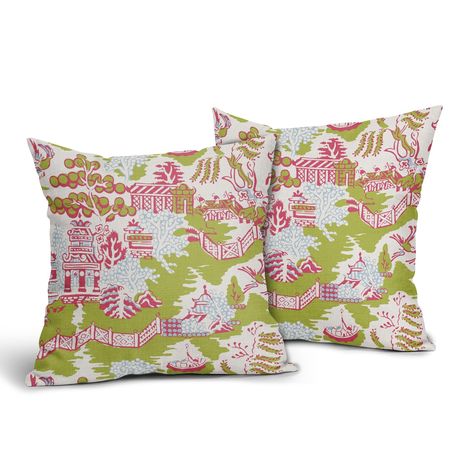 PRICES MAY VARY. 🔹 【Chinese Style Pillow Covers】： Our Chinoiserie throw pillow covers are made of durable high-quality linen material, no peculiar smell, comfortable,effectively protect the pillow from dirt and damage, which is comfortable and friendly to your skin or pets. 🔹 【Double-sided Printed Chic Asian Scenic Pillow Covers】： All the kelly green and pink home decorative throw pillow covers have a double-sided print with vivid colors and a clear image. Goes well with many kinds of holiday Kelly Green And Pink, Asian Pillows, Chinoiserie Pillow Covers, Green Chinoiserie, Chinoiserie Pillow, Pink Chinoiserie, Sofa Bedroom, Farmhouse Homes, Decorative Throw Pillow Covers