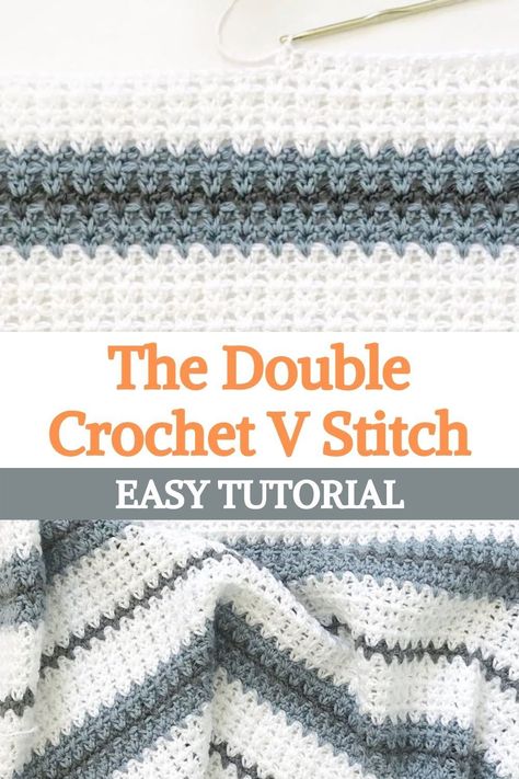 Modern V Stitch Crochet Blanket, Double V Crochet Stitch, How To V Stitch Crochet, How To Crochet The V Stitch, Different Stitch Crochet Blanket, Hdc V Stitch Crochet Blanket, Crochet Blanket V Stitch, V Crochet Pattern, Easy Double Crochet Blanket Patterns