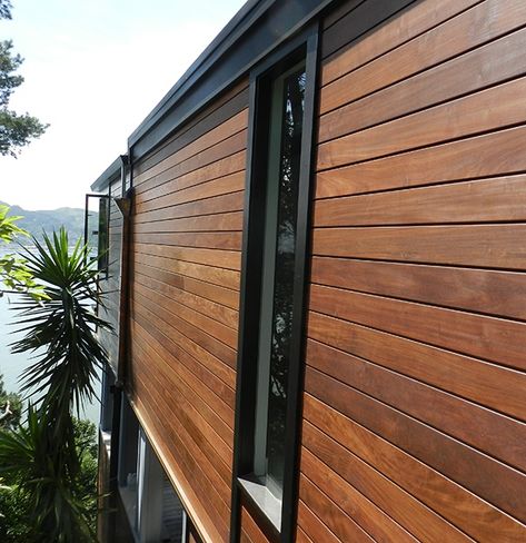 Climate Shield Modern Siding, Rain Screen, Engineered Wood Siding, Wood Siding Exterior, Ipe Decking, Siding Options, Hardwood Decking, Ipe Wood, Wood Building