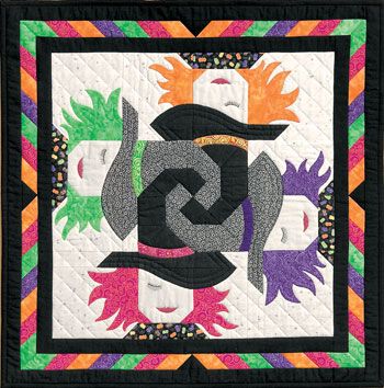 Pattern: Any Witch Way | Quilting Daily Witch Quilt, Halloween Quilt Patterns, Halloween Sewing, Quilt Pattern Download, Adornos Halloween, Applique Quilt Patterns, Holiday Quilts, Halloween Quilts, Fall Quilts