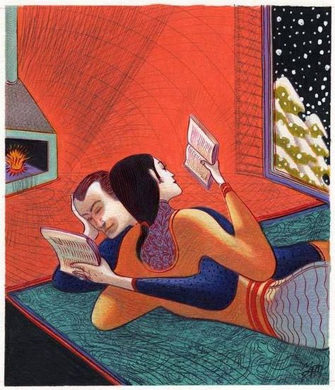 Lorenzo Mattotti. Lorenzo Mattotti, People Reading, Reading Art, Bd Comics, Woman Reading, World Of Books, Reading A Book, Print Blanket, I Love Books