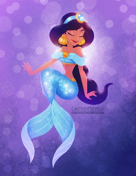 Jasmine Mermaid, Jasmine Cartoon Drawing, Disney Princess Images Jasmine, Jasmine Art Disney, Disney Princesses As Mermaids, Jasmine Modern Art, Princess Jasmine Art, Disney World Princess, Princesas Disney Anime