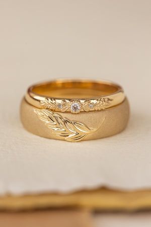 Unique Engagement Rings | Handcrafted Wedding Bands | Custom Jewelry– Eden Garden Jewelry™ Couple Ring Designs Gold, Couple Rings Gold Engagement Unique, Dream Engagement Rings Unique, Couple Rings Design Unique, Krishna Ring, Engagement Couple Ring, Couple Engagement Rings, Palm Leaf Wedding, Couple Rings Gold