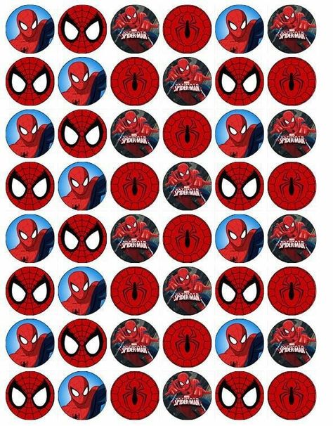 Spiderman Cupcake Toppers Printable Free, Spiderman Stickers Free Printable, Spiderman Stickers Printable, Easy Birthday Party Decorations, Spiderman Printables, Spiderman Cupcake Toppers, Spiderman Birthday Party Decorations, Spiderman Cupcakes, Spiderman Stickers