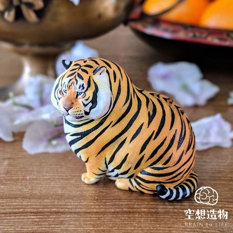 Fat Tiger, Big Tiger, Tiger Decor, Resin Statue, Cute Tigers, New Toy, Tiger Art, Cute Clay, Clay Art Projects