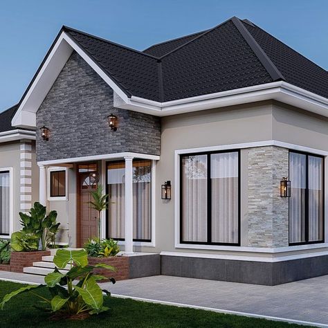 POLITO DOTTO MTITI on Instagram Exterior Design Bungalow, Modern Bungalow Exterior Design, African House Design, Modern Bungalow Design, Bungalow Exterior Design, Farm Style House, House Plans South Africa, Modern Bungalow Exterior, Modern Bungalow House Design