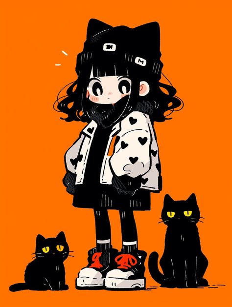 Cute Cats Drawings Kawaii Chibi, Kawaii Illustration Art, Retro Character Design, A Drawing Of A Girl, Girl Chibi, Drawing Of A Girl, Indie Drawings, Kawaii Illustration, Anime Pixel Art