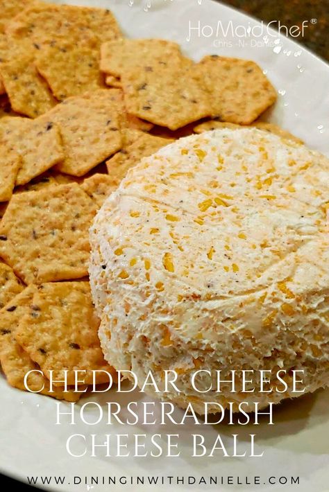 Cheddar Cheese Horseradish Cheese Ball Blue Cheese Cheddar Cheese Ball, Cheddar Horseradish Dip, Horseradish Cheese Spread, Horseradish Cheese Ball, Best Cheese Ball Recipes, Horseradish Cheese, Spicy Cheese Ball, Cream Cheese Balls Recipe, Cheese Logs