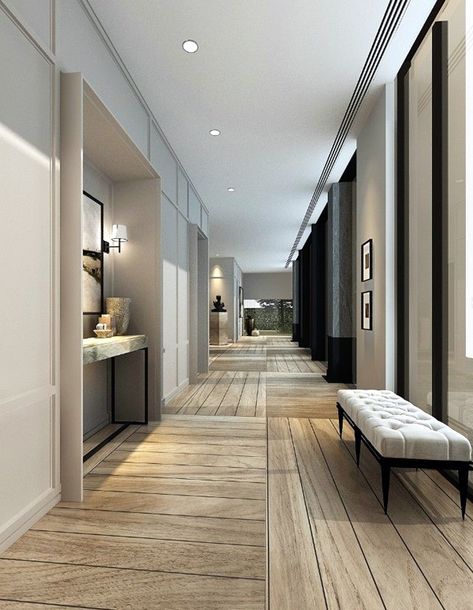 Spectacular Floor Design Ideas (16) Hotel Corridor, Corridor Design, Wooden Floors, Hallway Ideas Colour, Narrow Hallway, Design Del Prodotto, Floor Patterns, Style At Home, Ikea Hacks