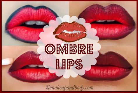 Red Ombre Lips, Ombre Lips Tutorial, Ombré Lips, Ombre Lip, Lips Tutorial, Black Smokey Eye Makeup, Black To Red Ombre, Kajal Pencil, Lips Inspiration