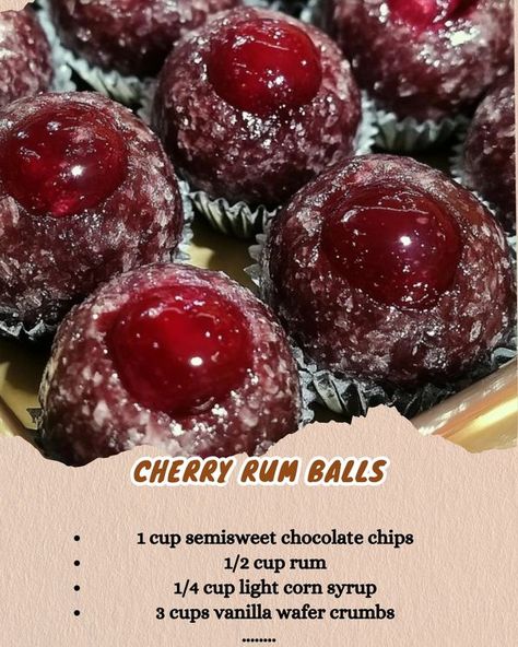 Rum Balls Recipe, Boozy Chocolate, Cherry Delight, Vanilla Wafer, Rum Balls, Vanilla Wafers, 2024 Christmas, Balls Recipe, Chocolate Cherry