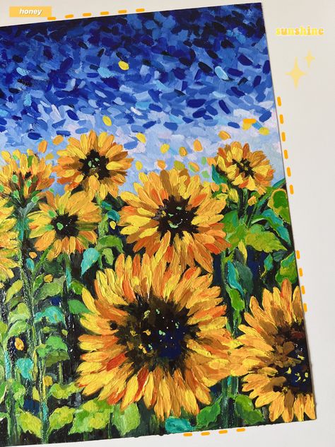 Sunflower Gouache, Impressionist Art Lessons, Sunflower Acrylic, Mini Tela, Canvas Art Painting Acrylic, Art Tutorials Watercolor, Beautiful Art Paintings, Gouache Art, Small Canvas Art