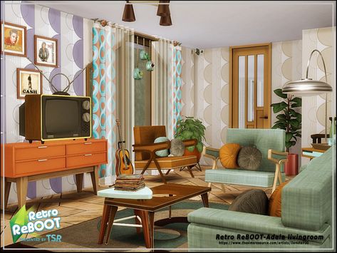 Retro Reboot Sims 4, Sims 4 Cc 1970s Furniture, Sims 4 Cc 1980s Furniture, Sims Retro House, Ts4 80s Furniture, Sims Retro Cc, Sims 4 Groovy Furniture, Sims 4 Cc 50s Furniture, Sims 4 Cc 1950s Furniture