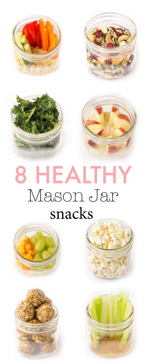 Looking for some healthy make-ahead snack ideas that are quick, easy and perfect for taking on the go? Whether you’re craving sweet, savoury, salty, creamy or crunchy, we’ve got you covered! Check out 8 healthy snack ideas here! #healthysnacks #mealprep #masonjarsnacks #easysnacks Vegan Healthy Snacks, Jar Snacks, Mason Jar Snacks, Healthy Savory Snacks, Healthy Vegetarian Snacks, Healthy Low Carb Snacks, Healthy School Snacks, Snacks Under 100 Calories, Healthy Snacks To Buy