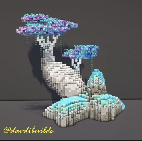 Avatar Pandora Minecraft Builds, Minecraft Mega Build Ideas, Minecraft Coral Reef Build, Ice Tree Minecraft, Minecraft Alien Build, Snow Builds, Minecraft Ice Builds, Minecraft Alien, Minecraft Ice Castle