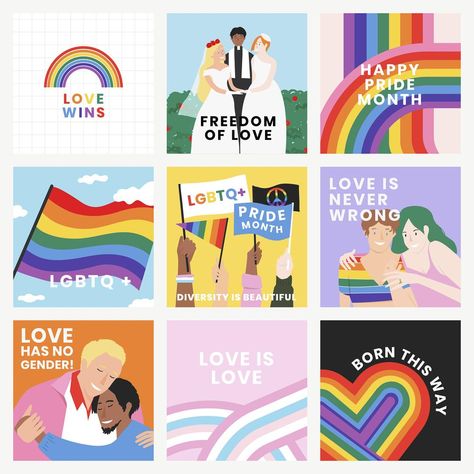 Download premium psd / image of LGBTQ and pride month template psd set by Aum about lgbt, gay, social media, pride, and transgender 3021515 Pride Month Poster Ideas, Pride Month Stickers, Pride Month Graphic Design, Pride Infographic, Pride Month Poster Design, Pride Month Design, Lgbtq Posters Design, Pride Month Art Ideas, Pride Posters Ideas