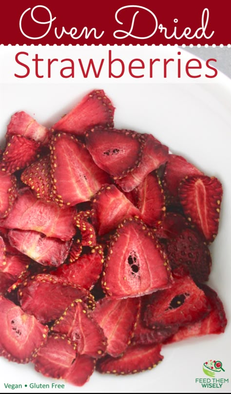 Oven Dried Strawberries | Healthy & Delicious | Healthy Snack | Vegan | Gluten-Free| #ovendried #recipes #healthy #snacks #driedstrawberries #strawberries #glutenfree #vegan #dairyfree #snack Oven Dried Strawberries, Dehydrated Strawberries, Baked Strawberries, Freeze Dried Strawberries, Plant Strong, Dried Strawberries, Dehydrated Food, Clean Eats, Engine 2