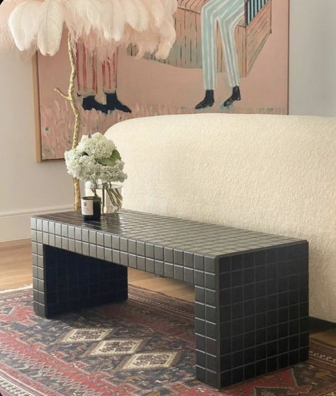 Tiled Console Table, Tile Tv Stand, Tile Furniture Diy, Tile Side Table, Tiled Table, Tile Coffee Table, Tile Furniture, Tiled Coffee Table, Deco Studio