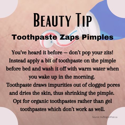 Beauty Tip: Toothpaste Zaps Pimples 😉⁠ ⁠ ⁠ #beautytips #beautytricks #beautytipsandtricks #beautytip #beautytrick #pimple #pimples #toothpaste #toothpastetrick #pimpletrick #pimpletreatment #diy #zaps Organic Toothpaste, Diy Beauty Hacks, Clogged Pores, Diy Beauty, Warm Water, Beauty Tips, Toothpaste, Beauty Hacks, Beauty Makeup