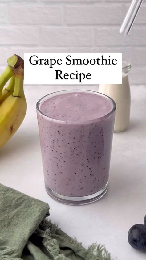 Liz Thomson | Food Blogger | 🍇 Grape Smoothie Recipe 🍇 Ok this grape smoothie is soooo good. I didn’t realize how delicious grape would be in a smoothie and now I’m… | Instagram Grape Smoothie Recipes, Moon Drop Grapes, Grape Smoothie, Frozen Grapes, Strawberry Banana Smoothie, Pineapple Smoothie, Cooking For Beginners, Strawberry Smoothie, Vanilla Protein Powder