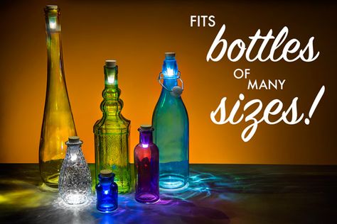 Rechargeable Bottle Light: Turn Any Bottle Into a Lamp Led Bottle Light, Repurposed Decor, Wine Bottle Lamp, Empty Wine Bottles, Diy Lanterns, Lighted Wine Bottles, Bottle Corks, Glass Bottle Crafts, Bottle Lamp